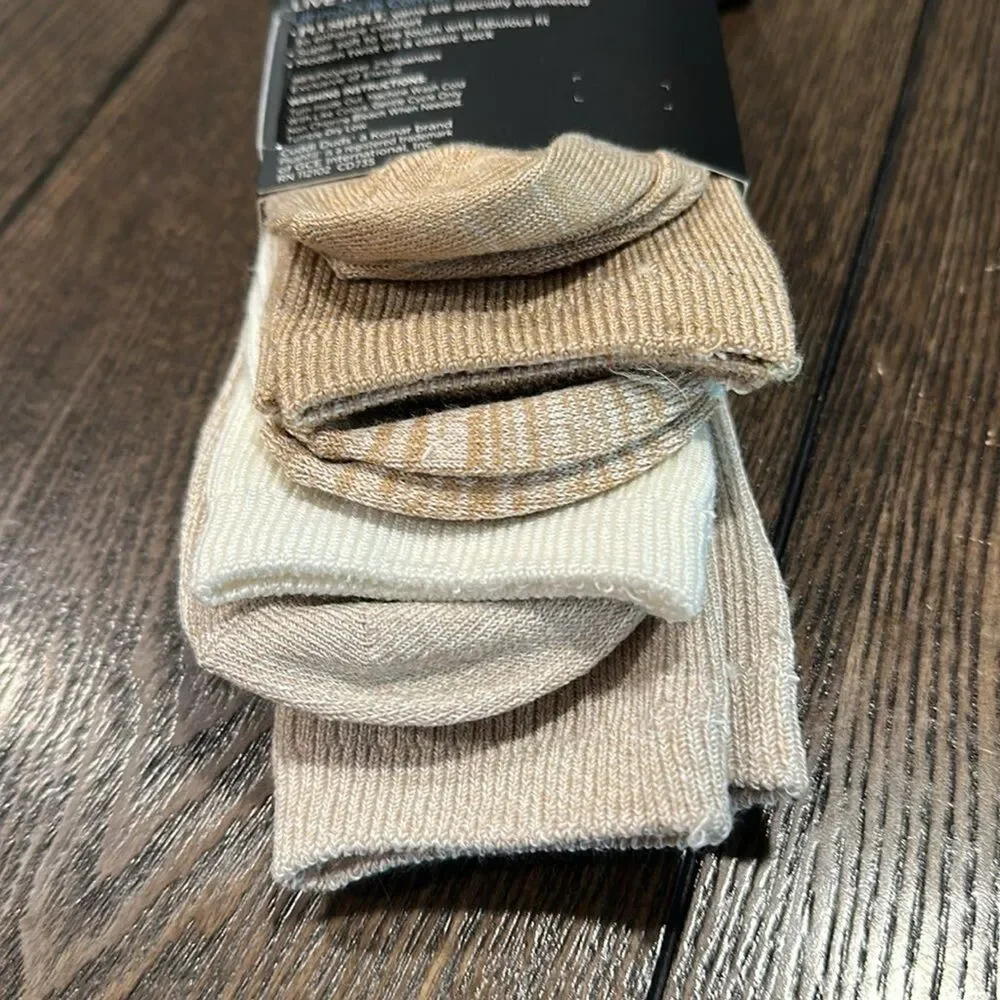Cuddl Duds Plushfill 3-Pack Midweight Everyday Crew Socks NEW Taupe